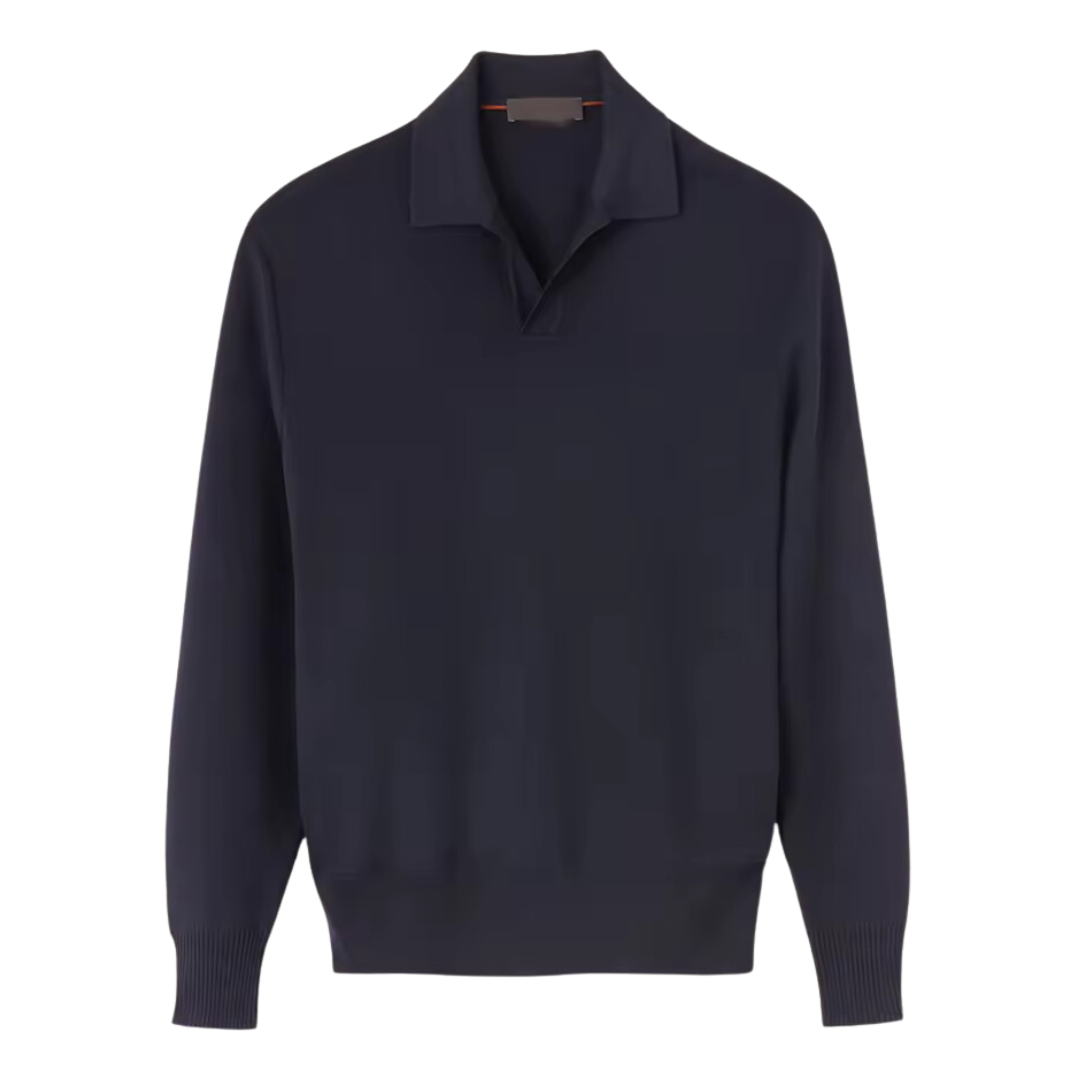 Olaf | Gebreide Tricot Polo met lange mouwen