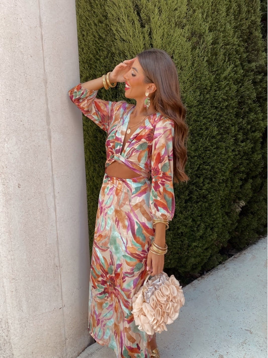 Carina | Midi jurk met Abstracte Print